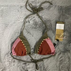 Vix Paula hermanny block tri bikini top gold finish